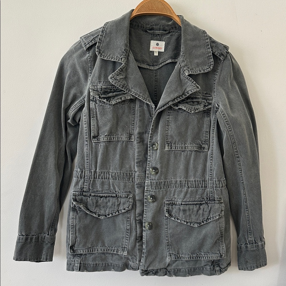 Sundry faded-olive green/grey Button-Up Jacket